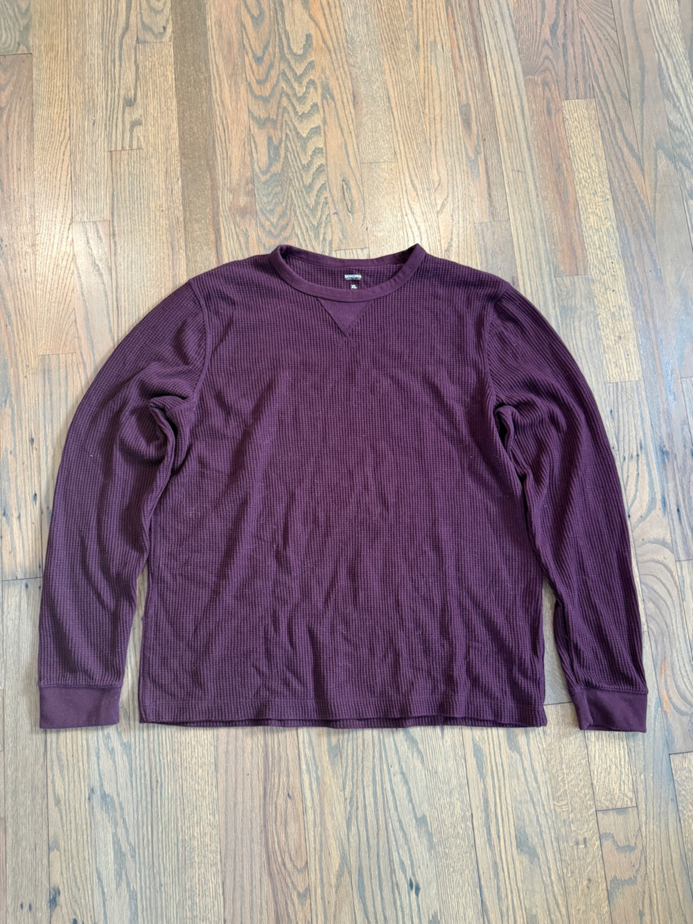 Sonoma Men's Long-Sleeve Waffle Knit Shirt - Deep Plum
